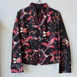 100% Silk Traditional Chinese Embroidered Blazer Jacket, Medium or Small Petite